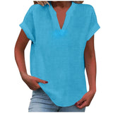 Solid Color Short Sleeve Women's Shirt