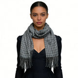 2pcs Deep Fringe Adds Movement Grey Acrylic Scarf With Fringe ,Luxe Look For Evening Wear,Scarf,vacation,daily Life,evening Party,Office Appropriate Subtlety For Women Men