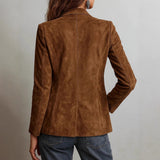 Elegant Retro Suede Single-breasted Women's Jacket