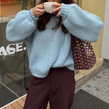 Simple Round Neck Long Sleeve Lining Sweaters Women's Clothing