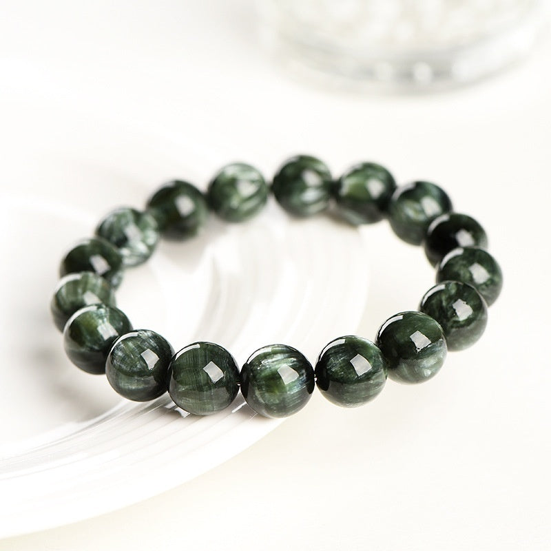 Natural Green Dragon Crystal Round Beads Bracelet