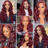 Body Wave Human Hair Wig 13x4 HD Burgundy Lace Front Wig Human Hair With Aligned Cuticle Brazilian Wig