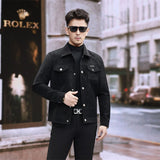 Suede Leather Jacket Men's Slim-fit High-grade Pu Handsome Retro Biker's