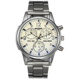 Fashion Simple Fake Three-eye Steel Belt Quartz Watch