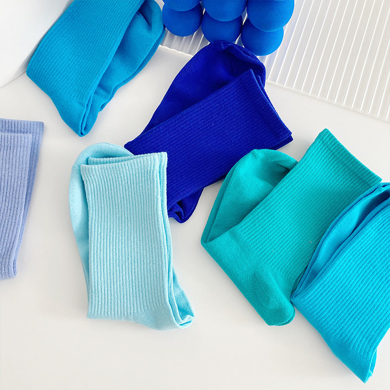 Klein Blue Socks Fashionable Mid-calf Design, Cotton Blend, Moisture-wicking, 6 Pairs,Stylish And Versatile