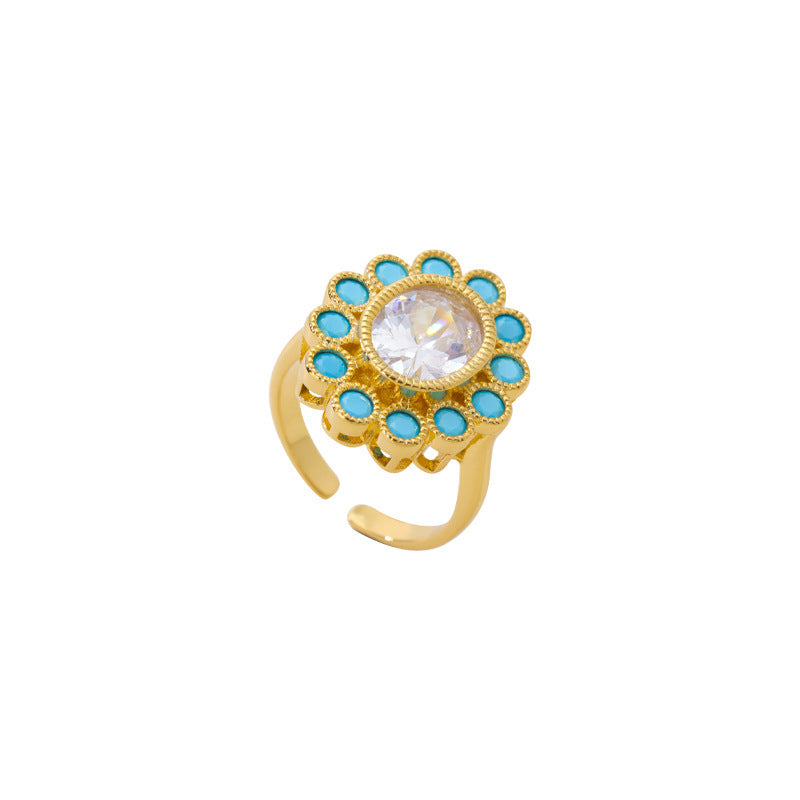 Retro Affordable Luxury Elegant Turquoise High-grade All-match Small Ring