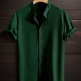 Men's Casual Breathable Polyester Fiber Stand Collar Shirt
