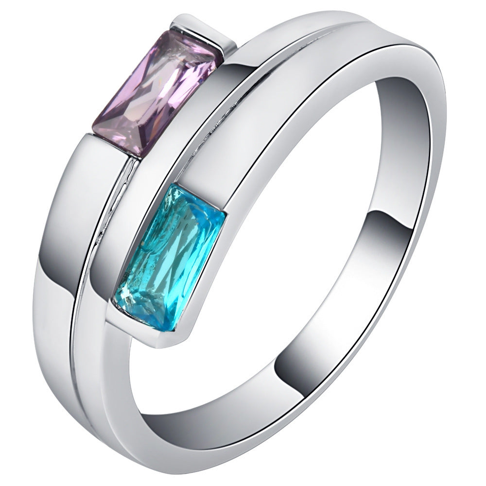 Copper Inlaid Zircon European And American Men's And Women's Ring