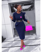 Plus Size Women's Solid Color Sexy OL Sheath Pencil Skirt African Dress