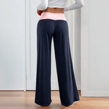 Women's Low Waist Color Matching Casual Sports Wide-leg Pants