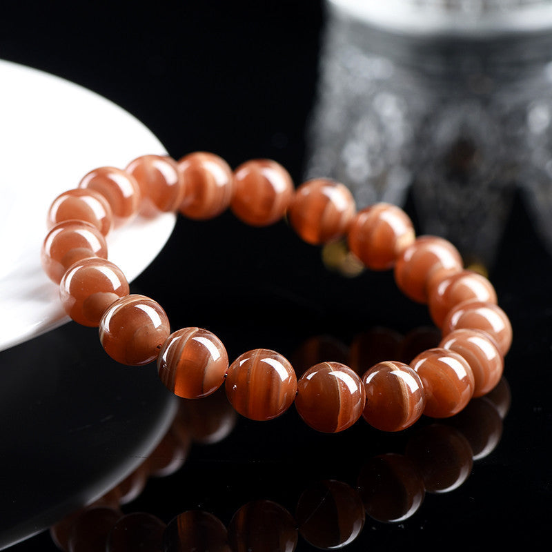 Natural Old Mine Rhodochrosite Round Beads Bracelet Peru