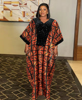 African Ethnic Style Robe With Headscarf Dress