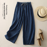Matching Drawstring Slimming And Fashionable Loose Straight Casual Wide-leg Pants