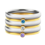 December Color Birthstone Superimposed Combination Engraved Ring