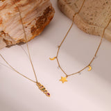 European And American Fashion Special-interest Color Zircon Star Pendant Stainless Steel Necklace