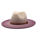 Two-tone jazz woolen hat with big brim