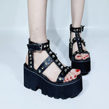 Round toe rivets roman shoes women sandals