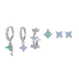 New Blue Protein Flower Nail Japanese And Korean Sweet Girl Earrings Suit