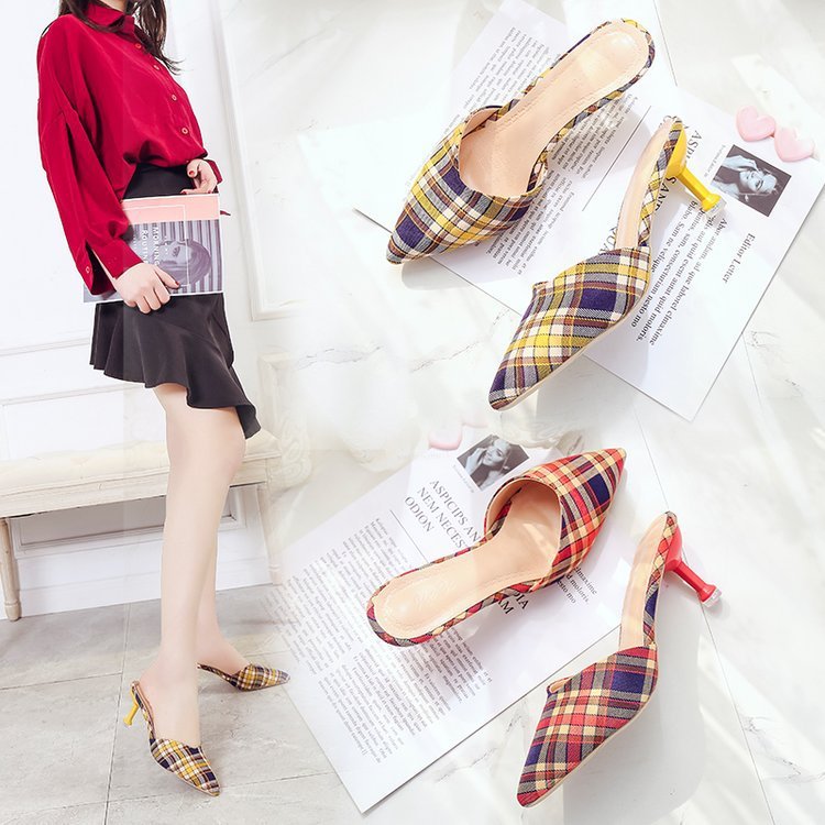 High heel sandals women shoes Baotou half slippers