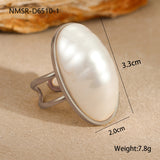European And American Ins Niche Oval Egg-shaped Pearl Ring Titanium Steel Ring