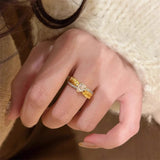 Antique Style Vintage Twist Weave Water Drop Zircon Ring