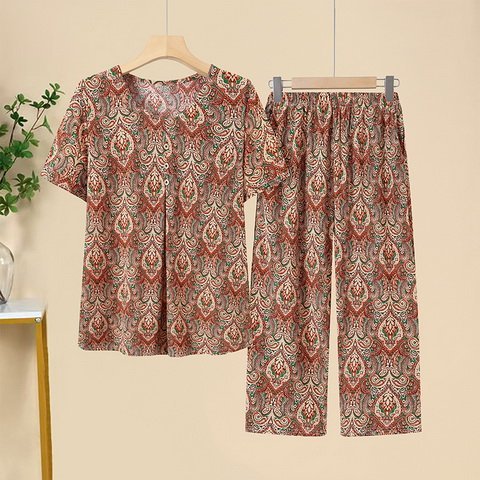 Middle-aged And Elderly Ice Silk Short Sleeve Suit