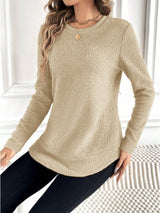 Casual Warm Solid Color Round Neck Teddy Sports Shirt