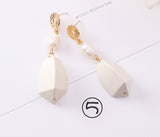 Vintage geometric metal pearl asymmetric earrings design personalized earrings