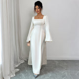Advanced Solid Color Long Sleeve Dress Women's Clothing