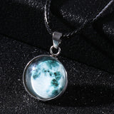 Time Stone Christmas Moon Night Sky Luminous Alloy Pendant Necklace