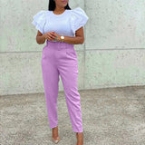 Elegant OL Professional Suit Pants Slim Skinny Pants African High Waist Casual