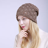 Knitted woolen wave pattern moon ear cap