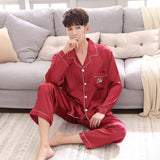 Couple pajamas women spring silk long-sleeved pajamas