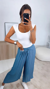 High Waist Casual Draping Pleated Straight-leg Pants