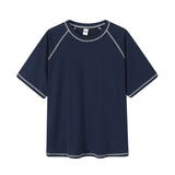 Raglan Topstitching Design Round Neck Short Sleeve T-shirt For Men