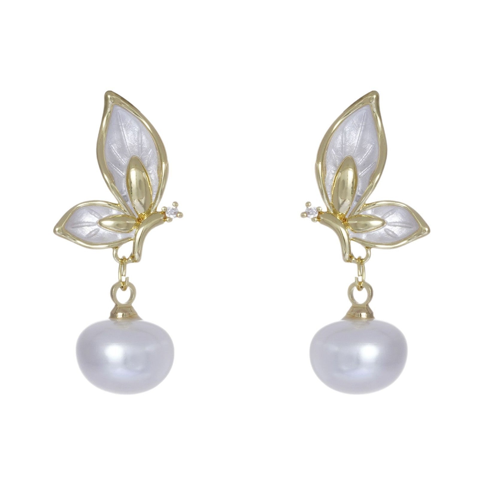 Zircon Painting Oil Butterfly Earrings For Women