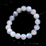 Natural Blue Moonlight Round Bead Bracelet In White