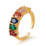 Contrast Color Fashion Exquisite Full Diamond Color Open-end Zircon Ring