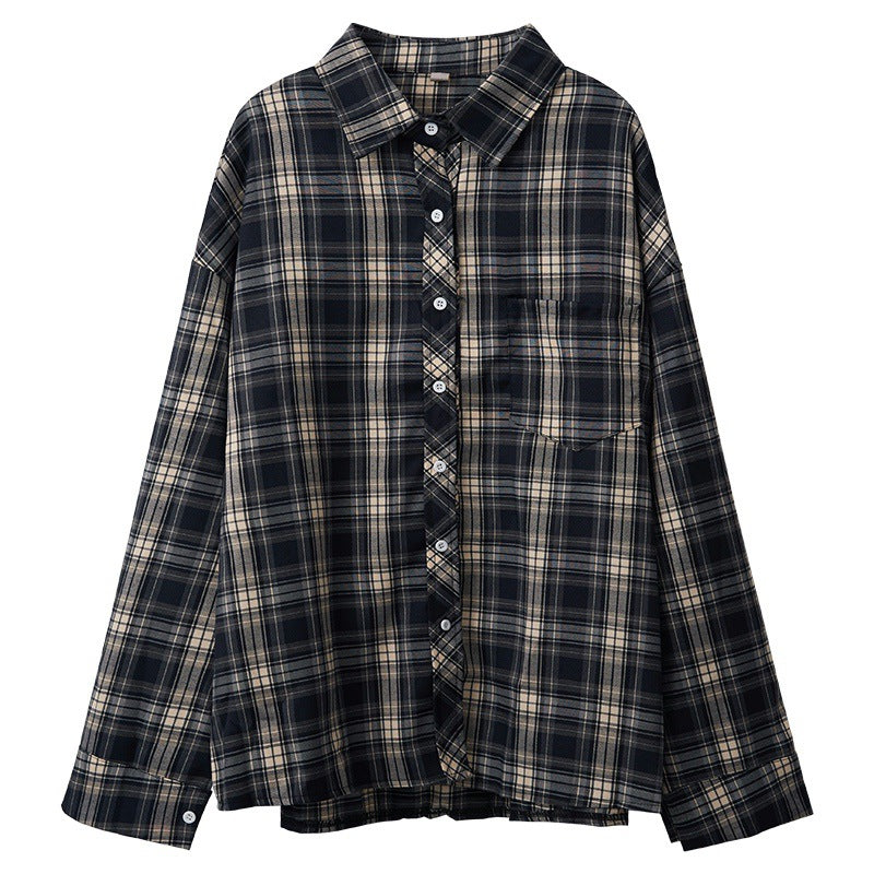 Women's Retro Plaid Sweet Thin Sun Protection Cardigan Coat Shirt