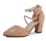 New European crude with suede shallow mouth foot ring Strap Ladies High Heels Sandals Shoes