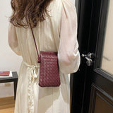 Advanced Sense Vintage Weave Cell Phone Crossbody Bag