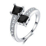 European And American Square Zircon With Diamond Cross Ring For Women