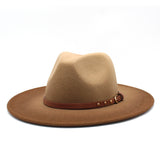 Two-tone jazz woolen hat with big brim