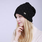 Knitted woolen wave pattern moon ear cap