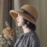 Female retro summer straw hat