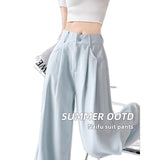 Straight High Waist Slimming Lazy Loose Suit Wide-leg Pants