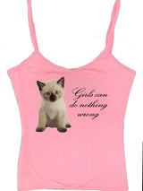 Cute Cat Letter Print Vest Sling Girl Slim Fit
