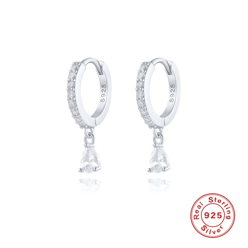 S925 Sterling Silver Diamond Water Drop Eardrop Earring