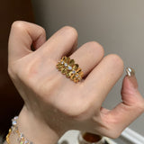 Women's Fashion French Diamond Irregular Ring