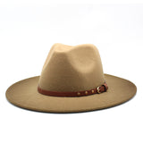 Two-tone jazz woolen hat with big brim